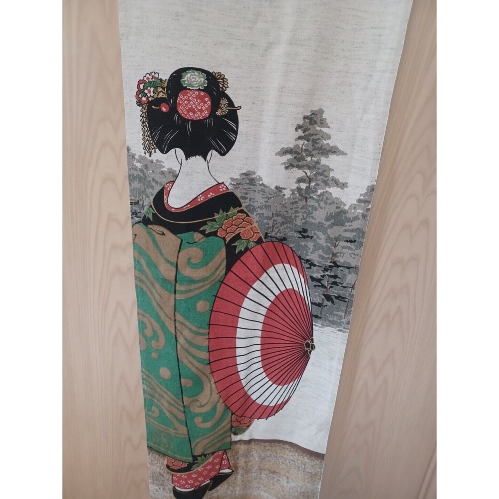Japanese Noren Curtain Banner Flag Traditional Art Geisha
